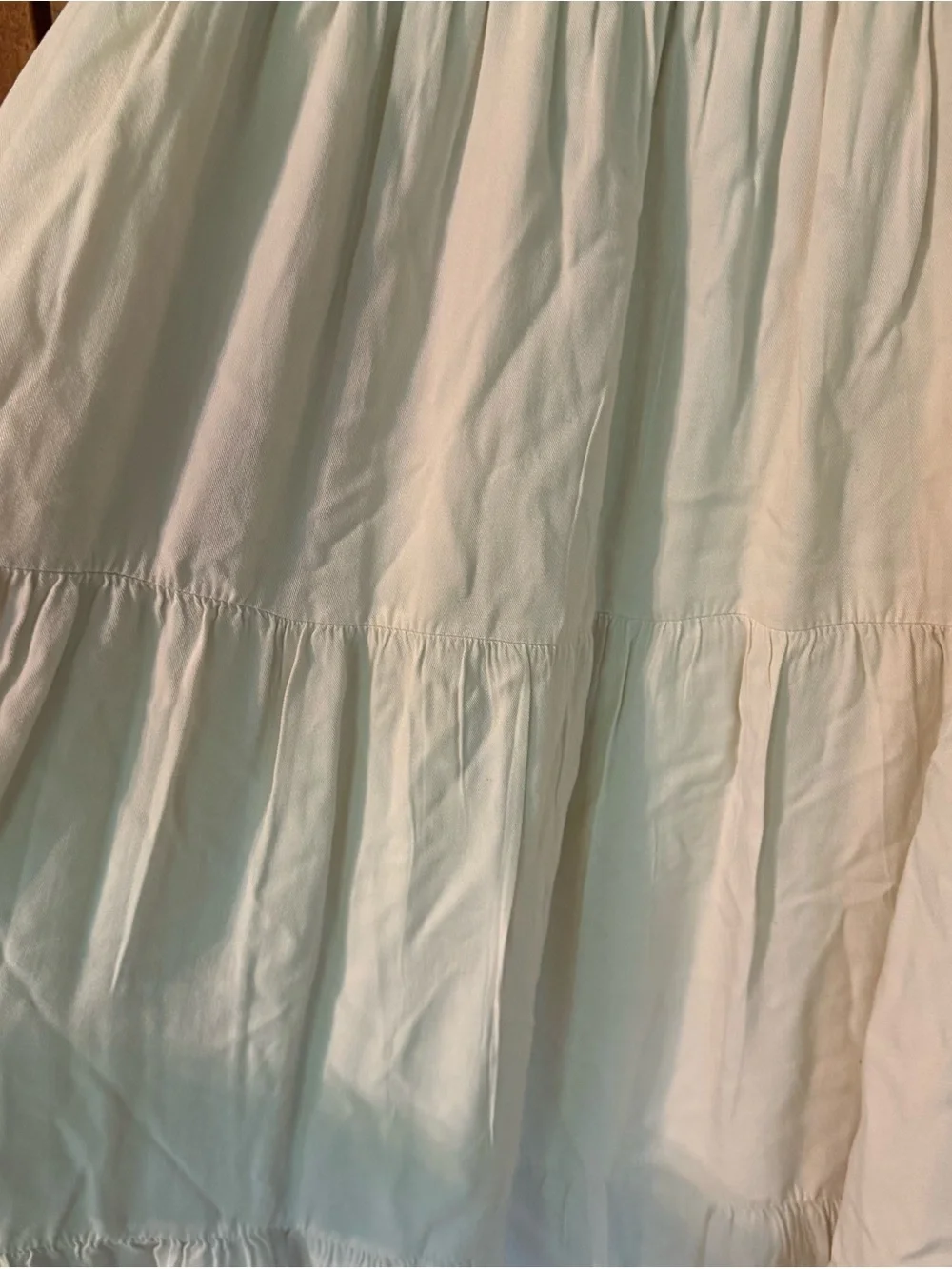 Boutique Smocked Tiered Skirt Midi Dress Cream Romantic Cottagecore Boho XL